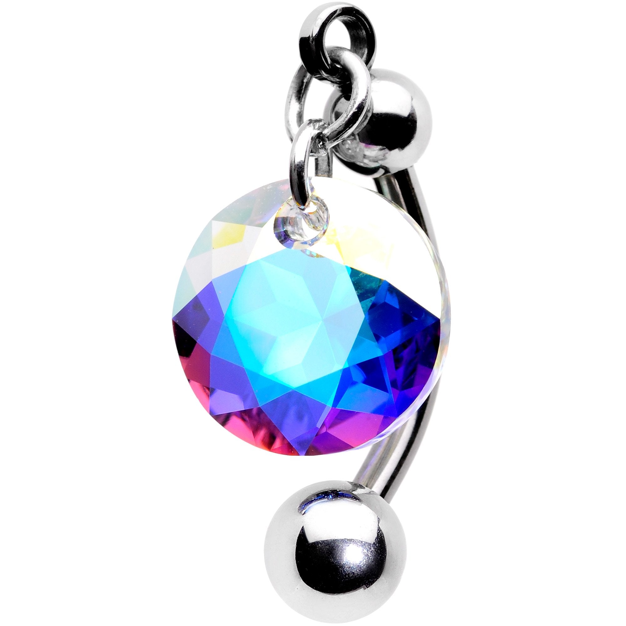 Aurora Drop Top Mount Belly Ring Created with Crystals