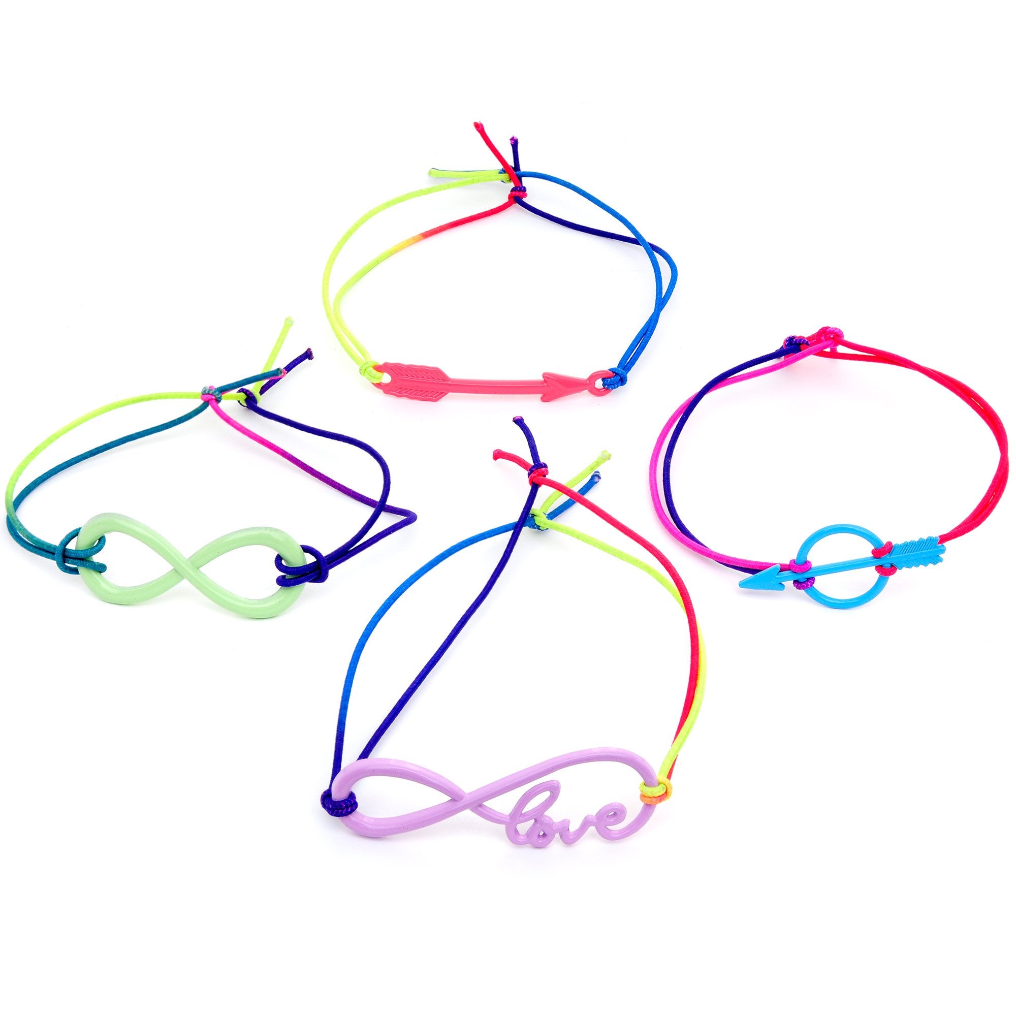 Handcrafted Multi Color Infinity Arrow Love Stretchy Bracelet 4 Pack Set