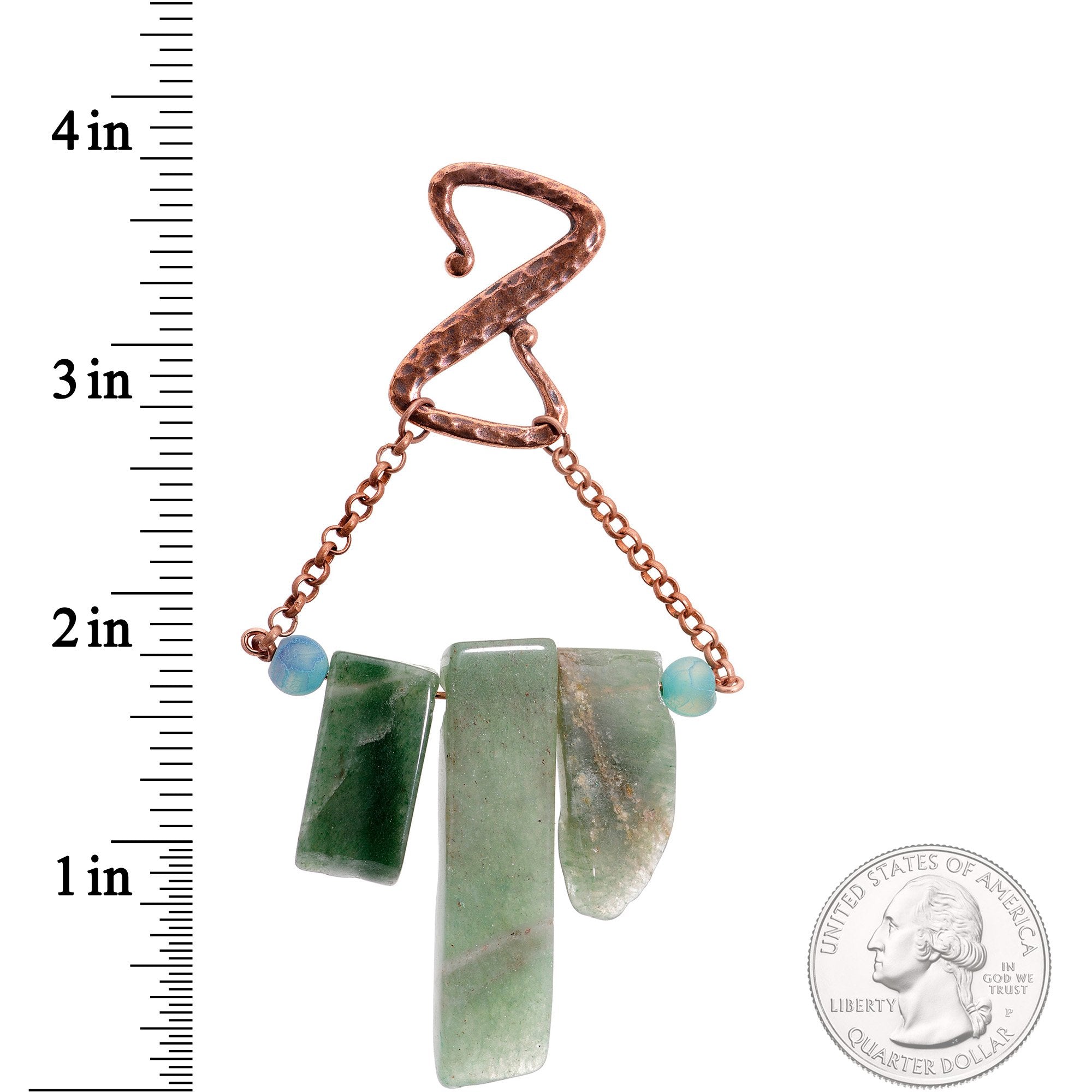 Handcrafted Copper Plated Sea Green Agate Stone Ear Weights