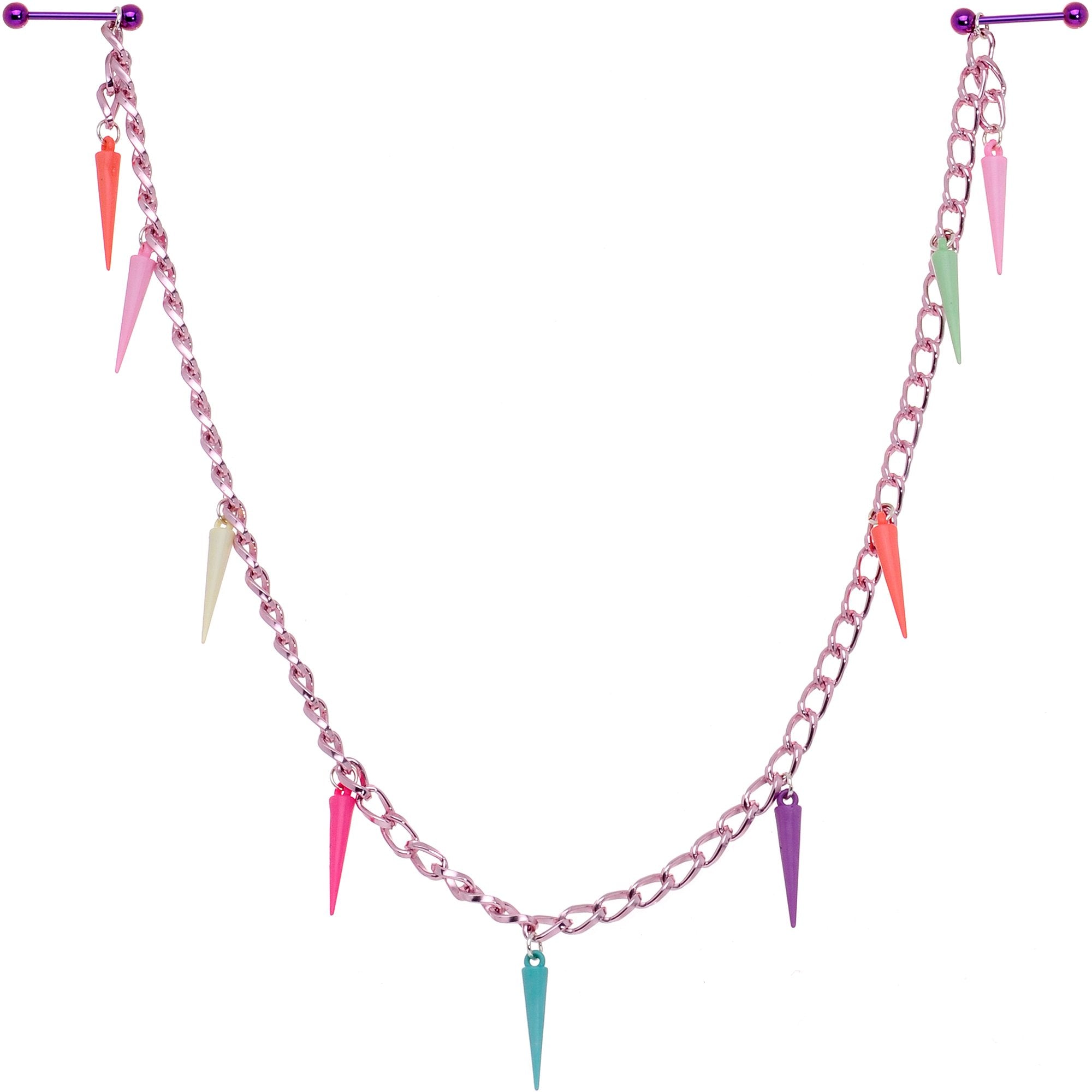 Handcrafted 14G 5/8 Retro 80s Purple Spike Dangle Nipple Chain