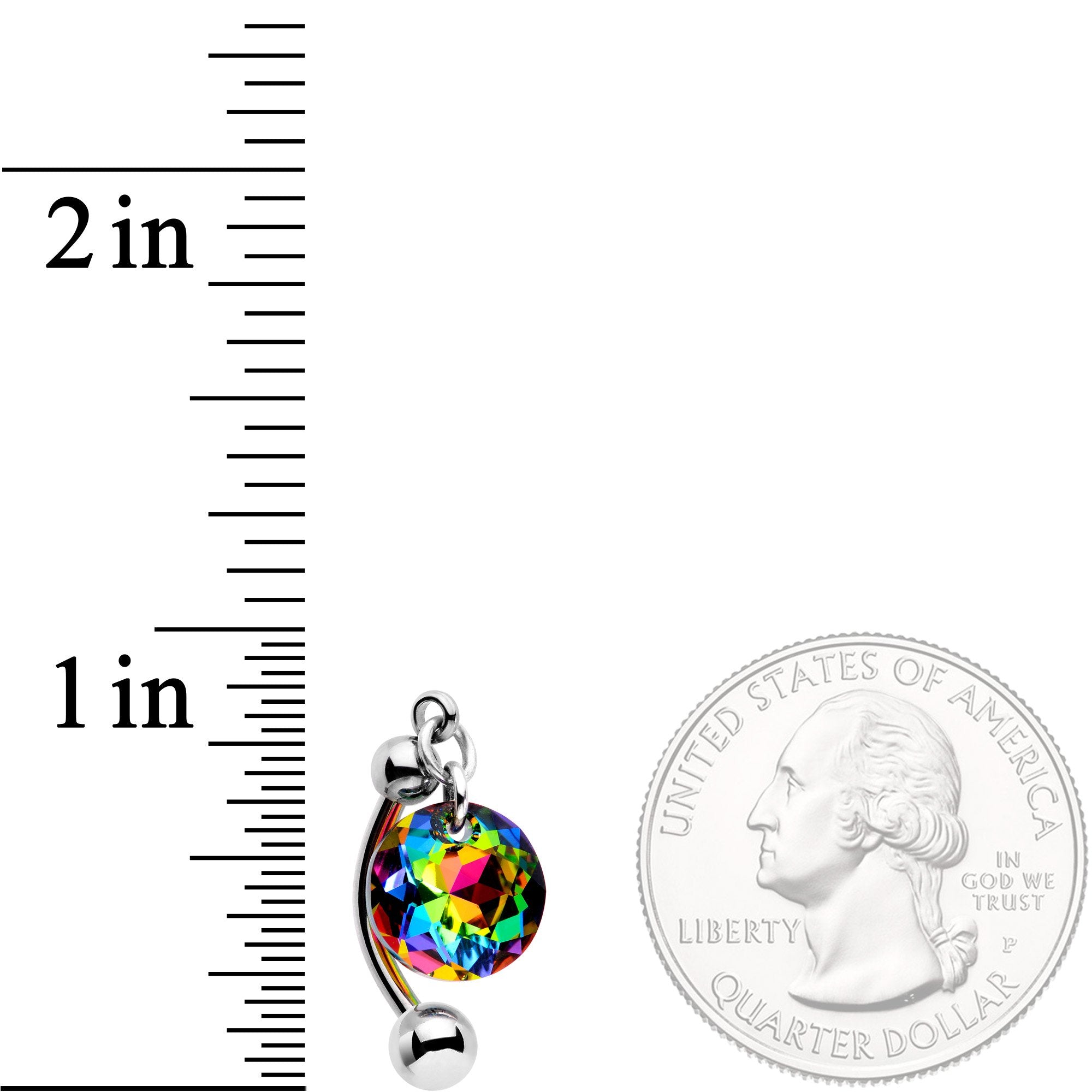 Handmade Vitrail Top Mount Belly Ring Created with Crystals