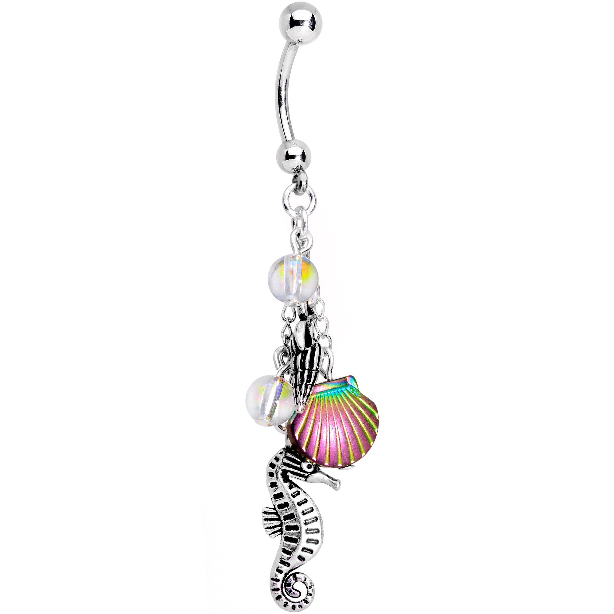 Handmade Ocean Joy Dangle Belly Ring Created with Crystals