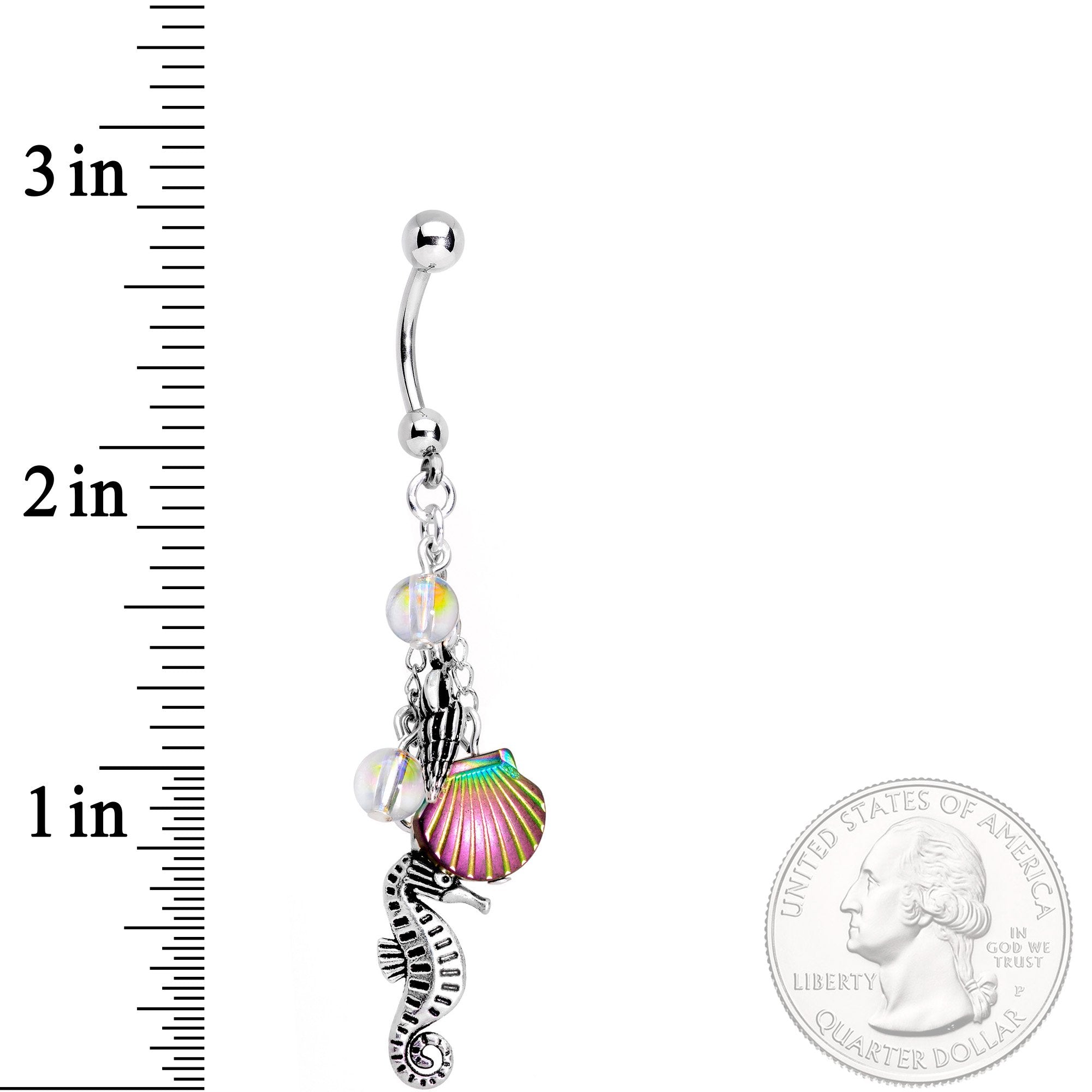 Handmade Ocean Joy Dangle Belly Ring Created with Crystals