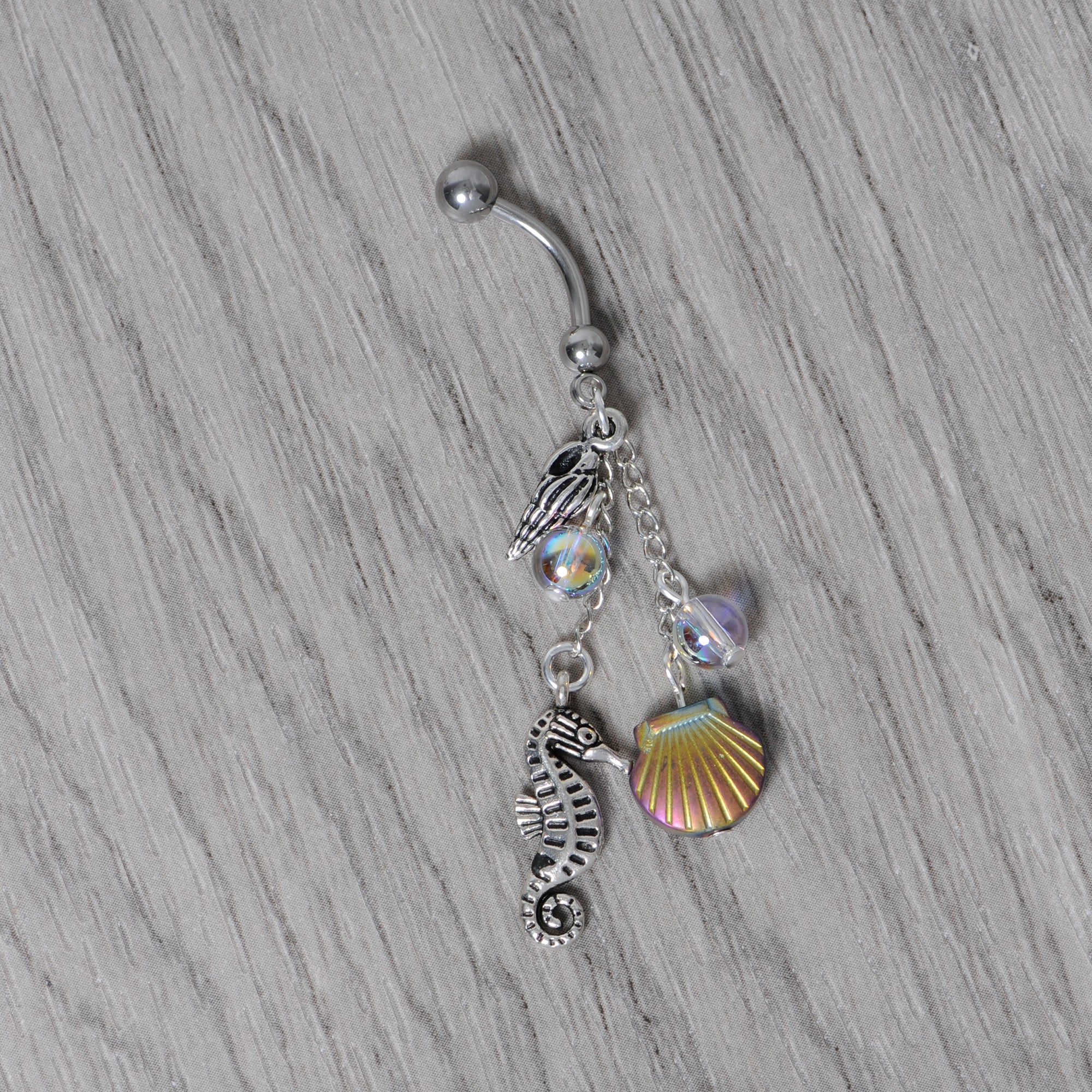 Handmade Ocean Joy Dangle Belly Ring Created with Crystals