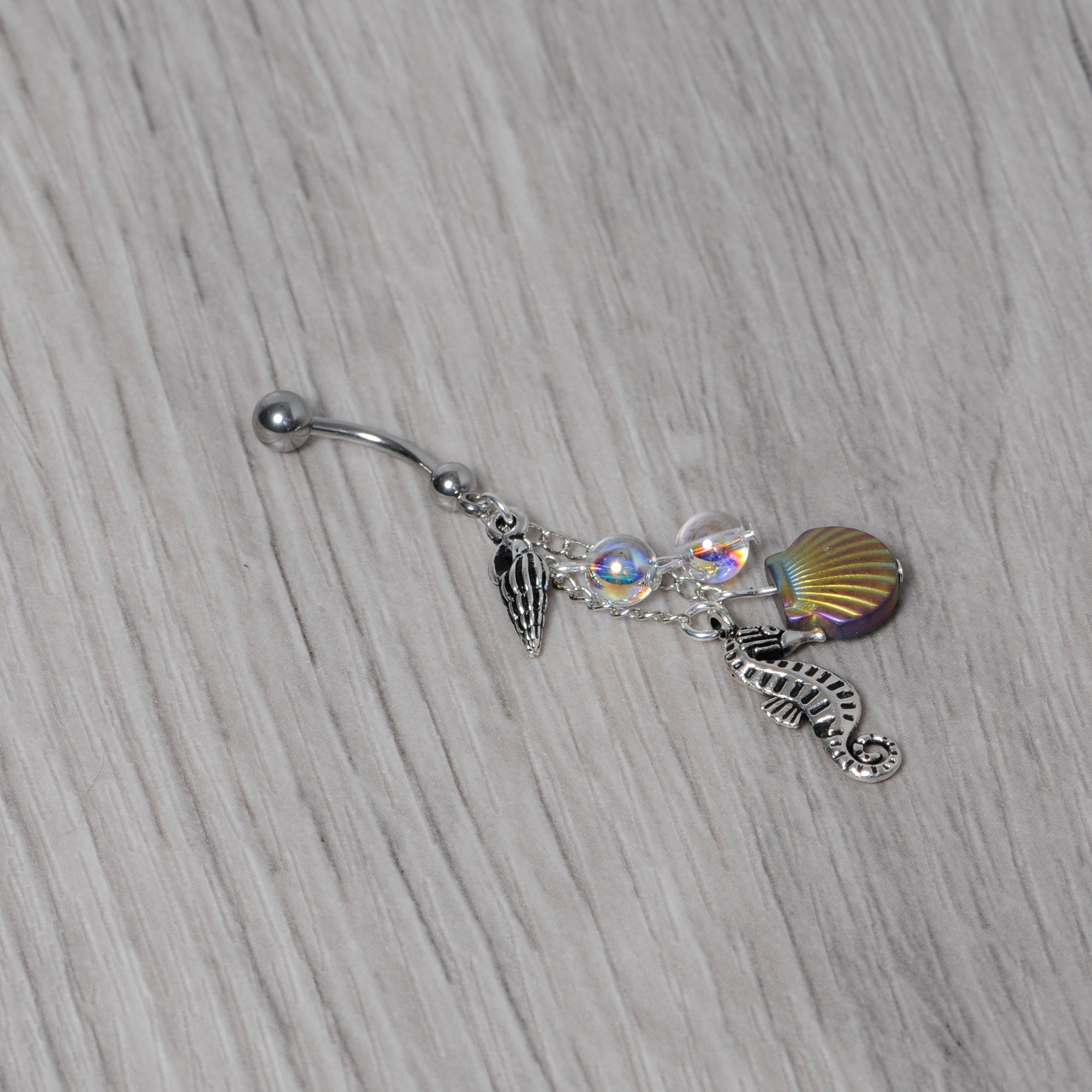 Handmade Ocean Joy Dangle Belly Ring Created with Crystals