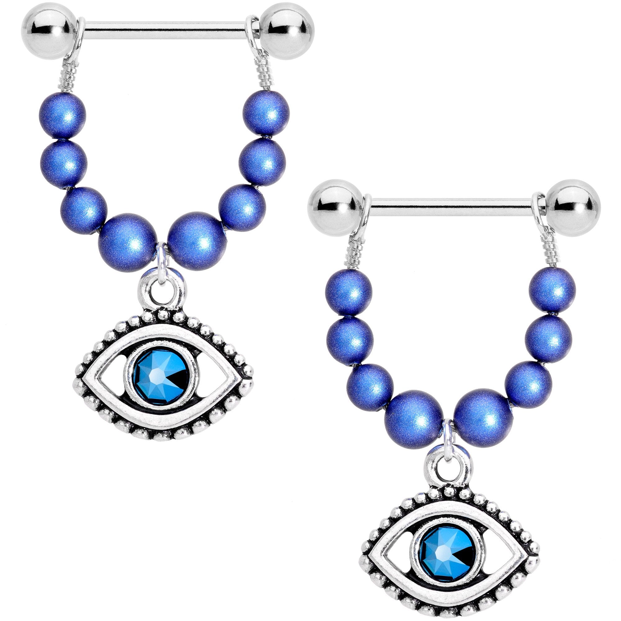 Handmade Blue Sun Eye Nipple Shields Created with Crystals