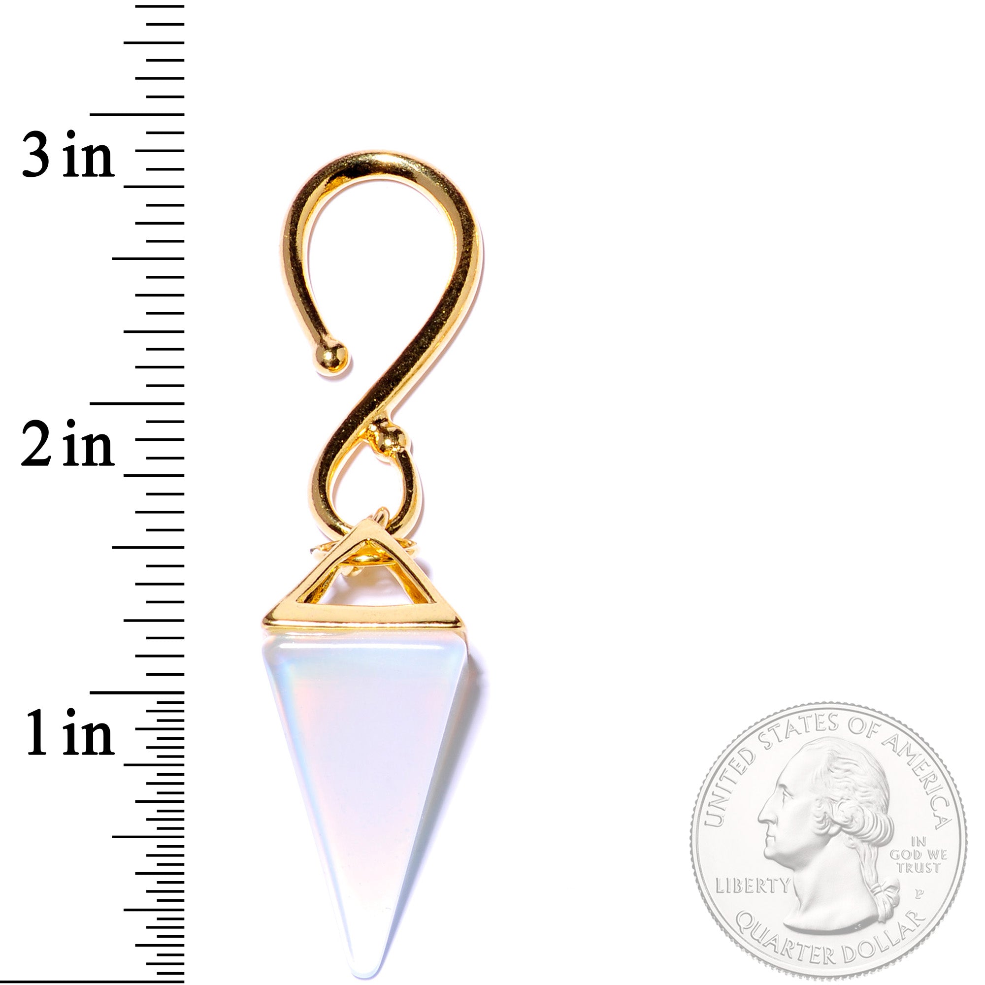 Handcrafted Gold Plated White Opalite Pyramid Ear Weights