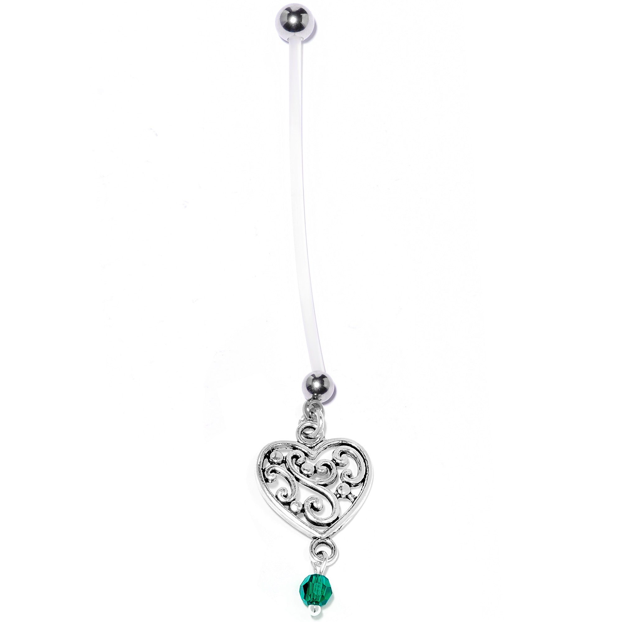 Handmade Heart Pregnancy Belly Ring Created with Crystals