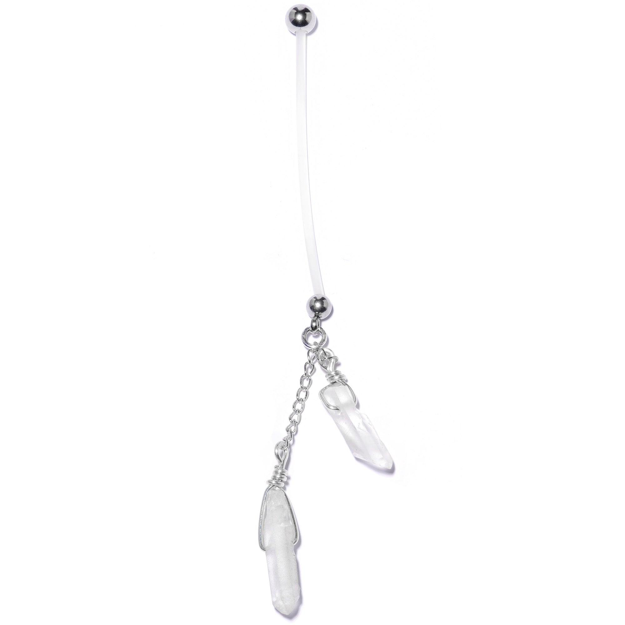 Handcrafted Clear Quartz Dangle Pregnancy Belly Ring