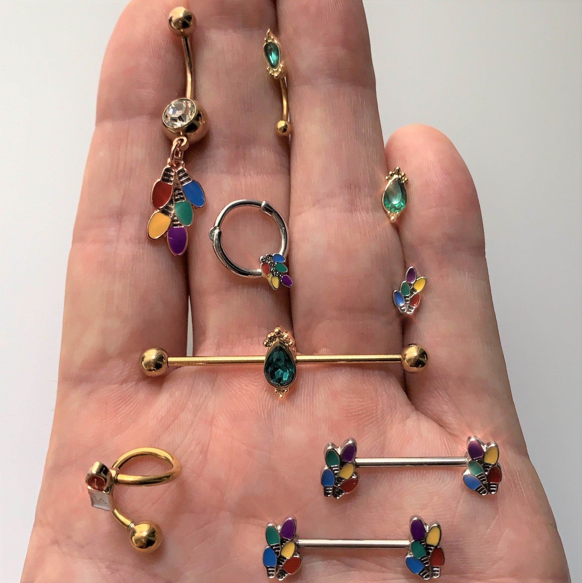 16G 1/4 Christmas Lights Holiday Cartilage Tragus