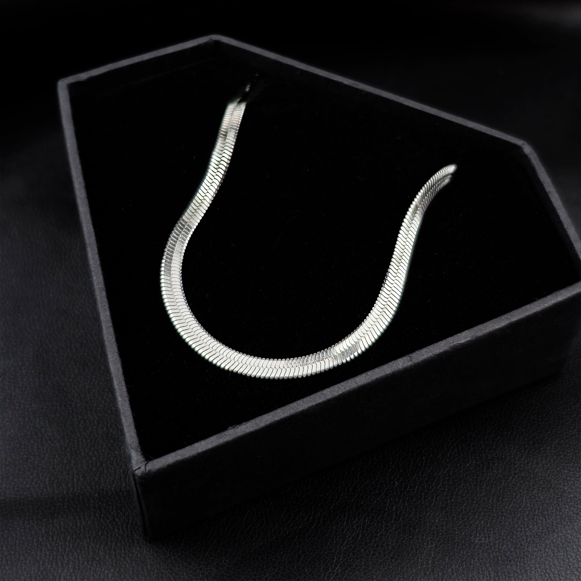 Stainless Steel 3mm Herringbone Link Chain Necklace