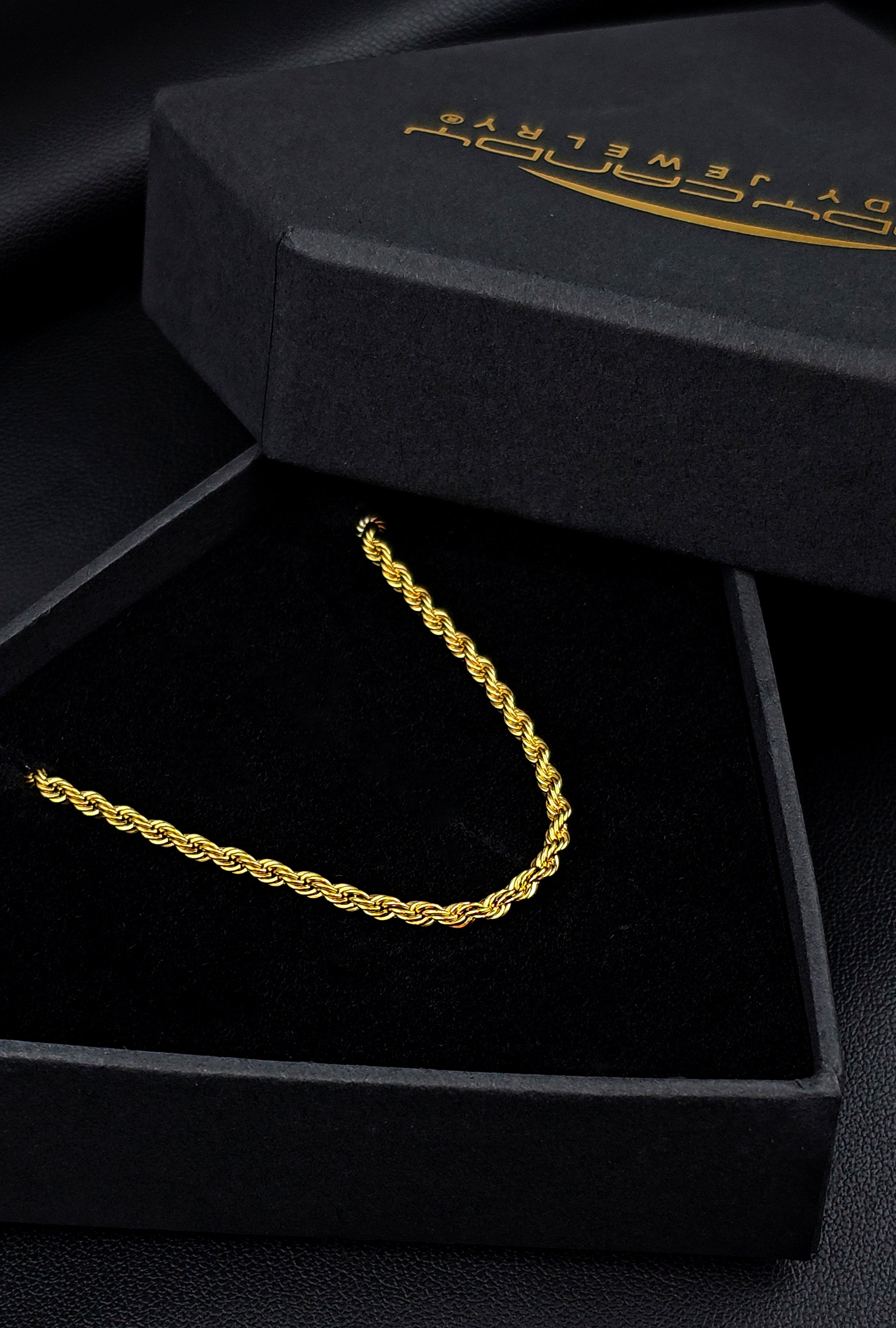 Stainless Steel Gold Tone PVD Rope Chain Layering Necklace