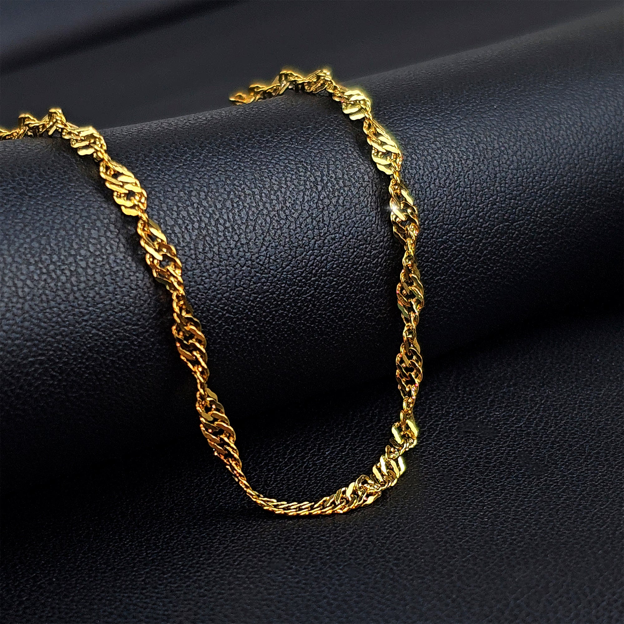 Stainless Steel Gold Tone PVD Twisted Luxe Chain Layering Necklace