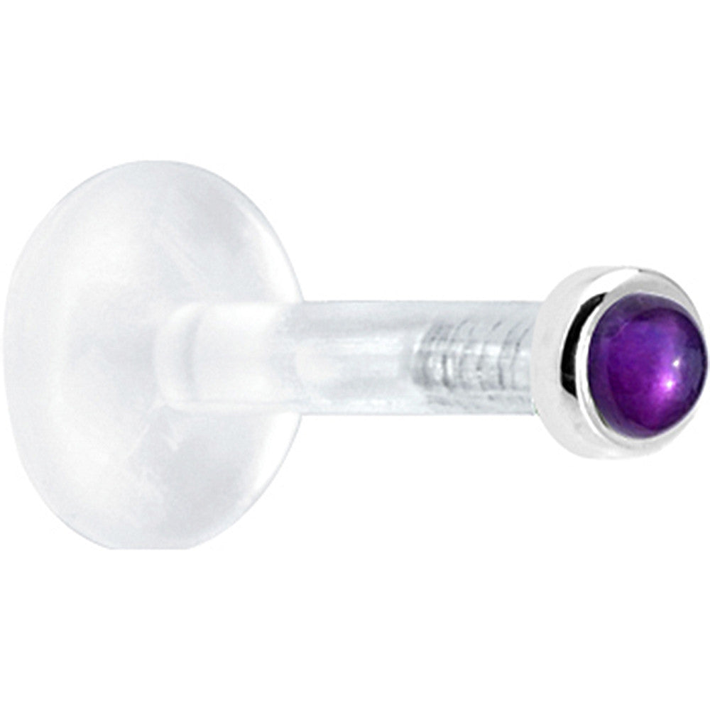Solid 14K White Gold 2mm Genuine Amethyst Bioplast Push in Monroe