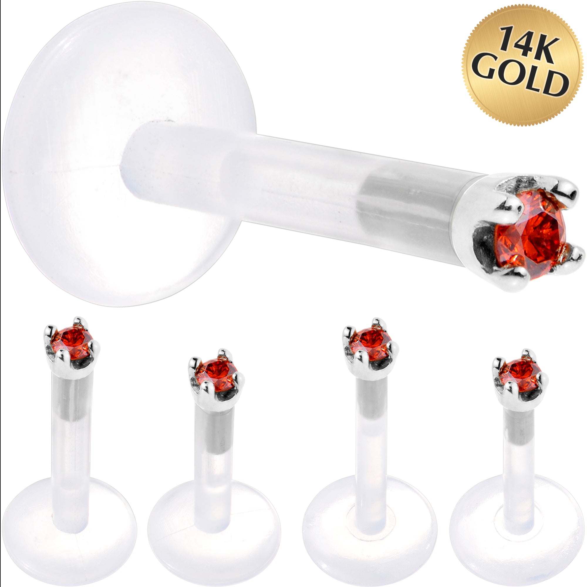 Solid 14K White Gold 1.5mm Genuine Red Diamond Bioplast Push in Monroe