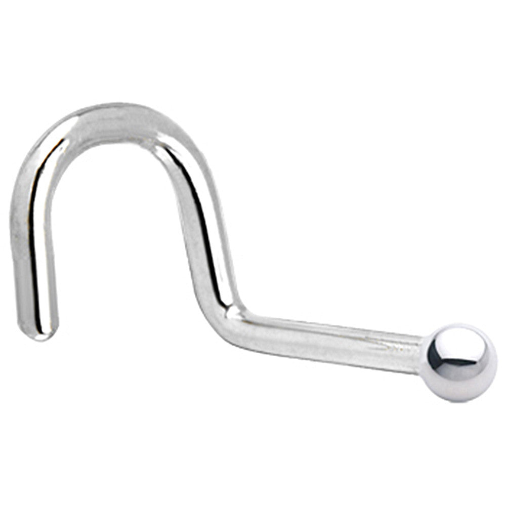 1.5mm Ball Nose Ring in Solid 14KT White Gold L-Shape