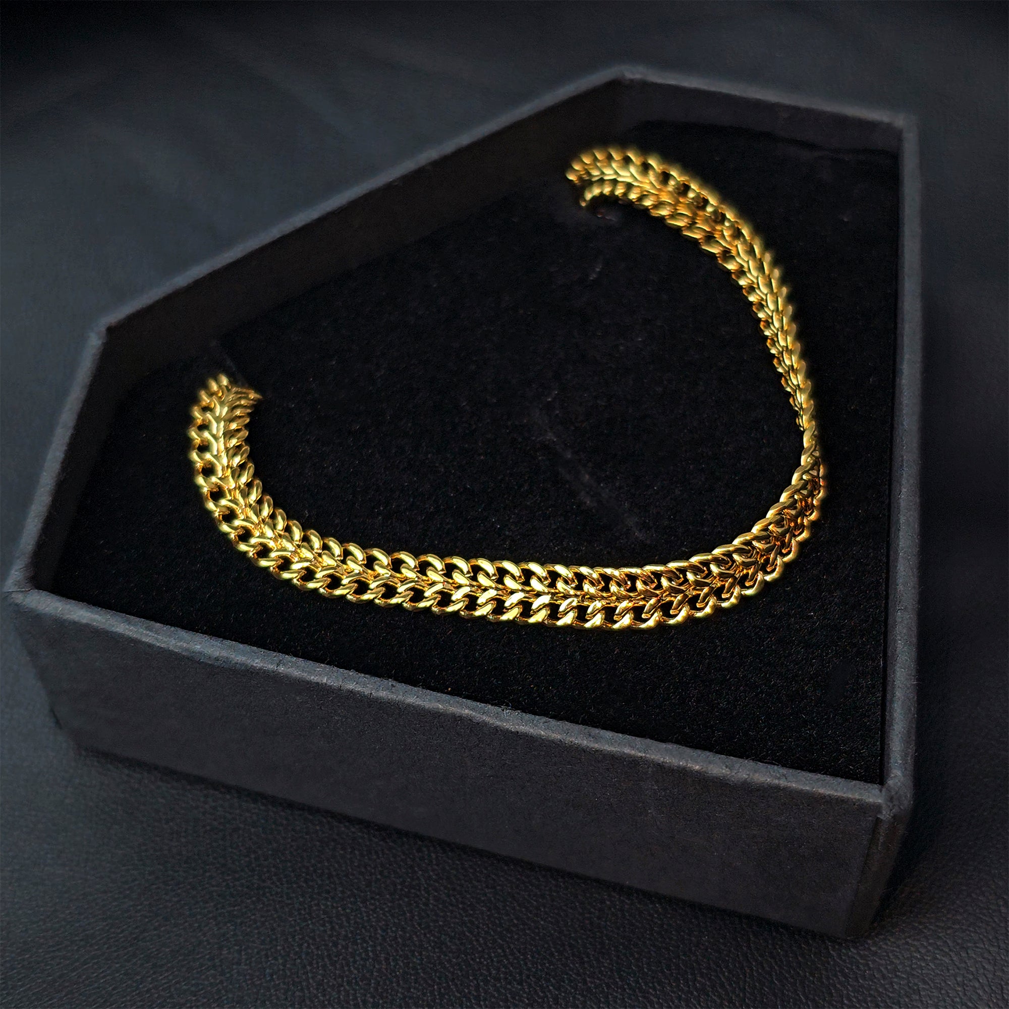 Stainless Steel Gold Tone PVD Chunky Goddess Chain Layering Necklace