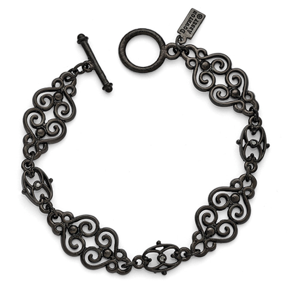 Black Plated Downton Abbey Florid Swirl Fashion Bracelet