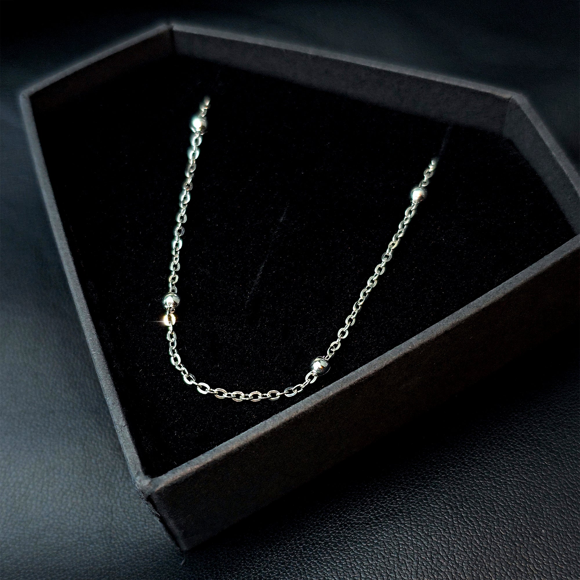 Stainless Steel Ball Station Necklace Satellite Chain Layering Necklace