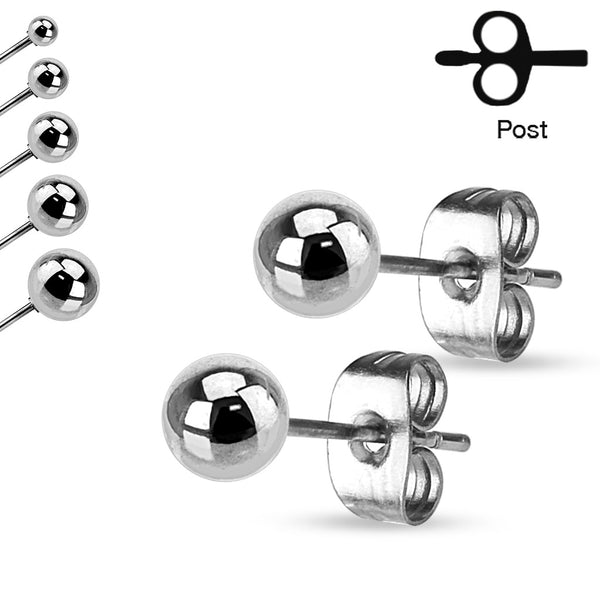 Earrings Set 3mm Stainless Steel Ball Stud Earrings 316L Stainless