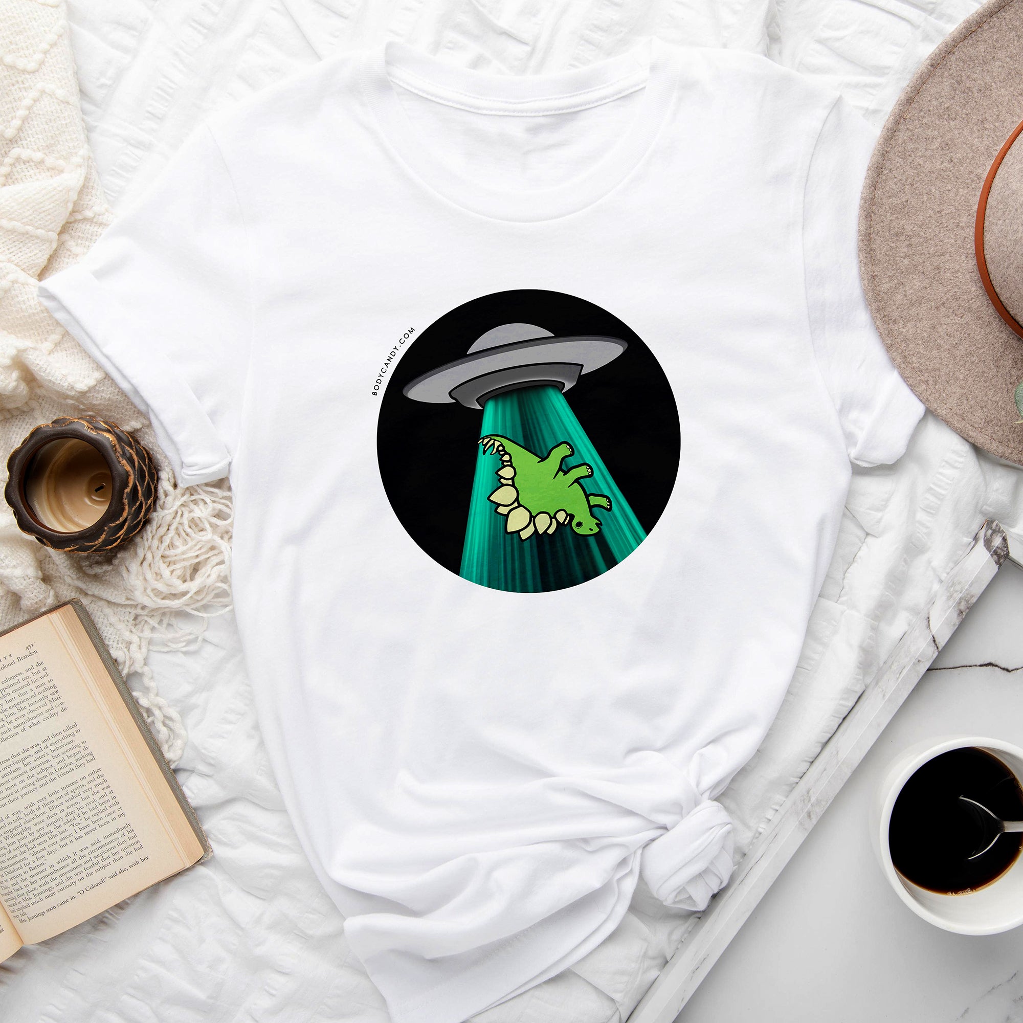 Alien UFO Dinosaur Abduction Tee Shirt