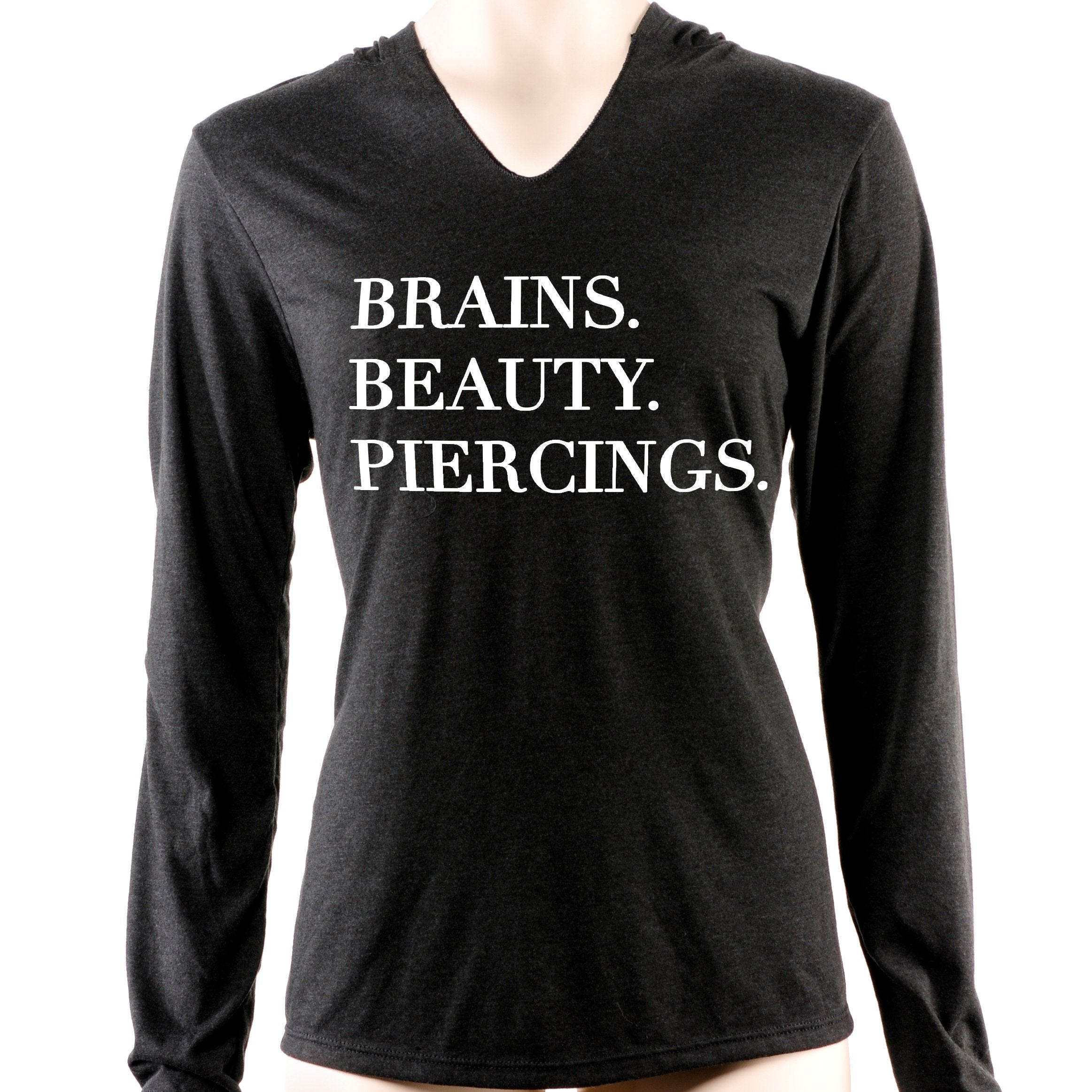Brains Beauty & Piercings Tapered Long Sleeve Hoodie