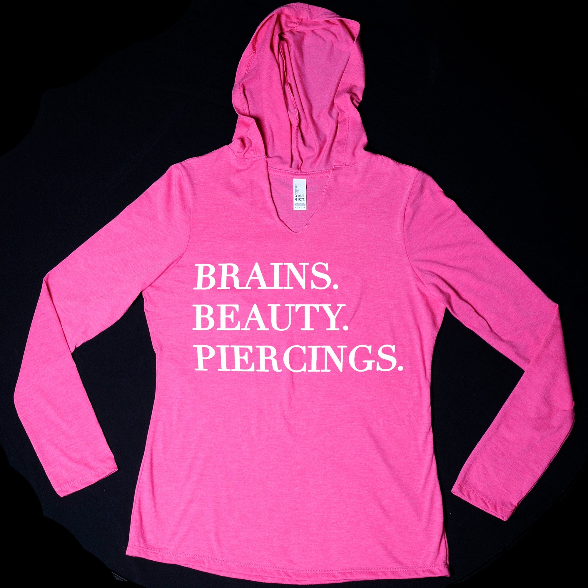 Brains Beauty & Piercings Tapered Long Sleeve Hoodie