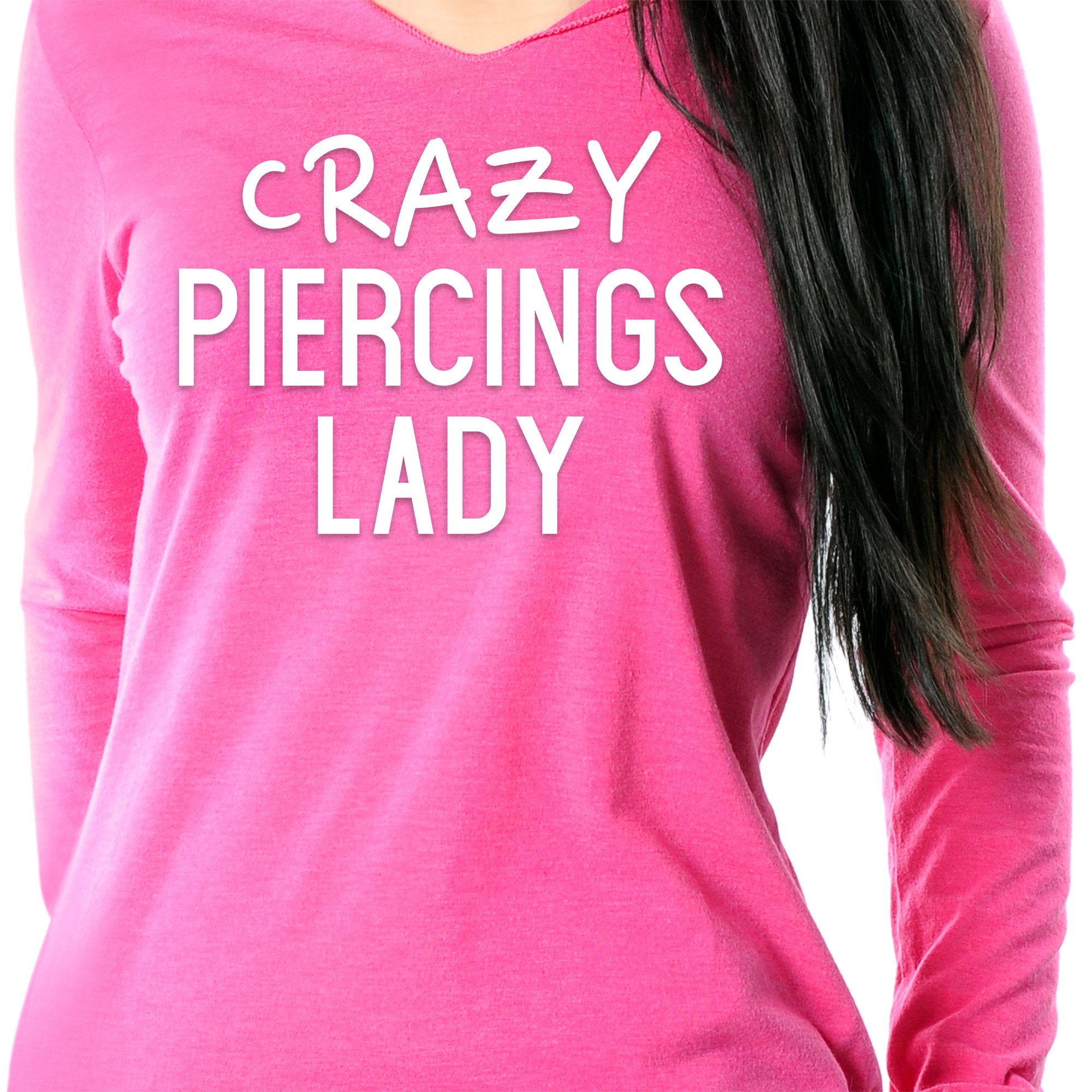 Crazy Piercings Lady Tapered Long Sleeve Hoodie