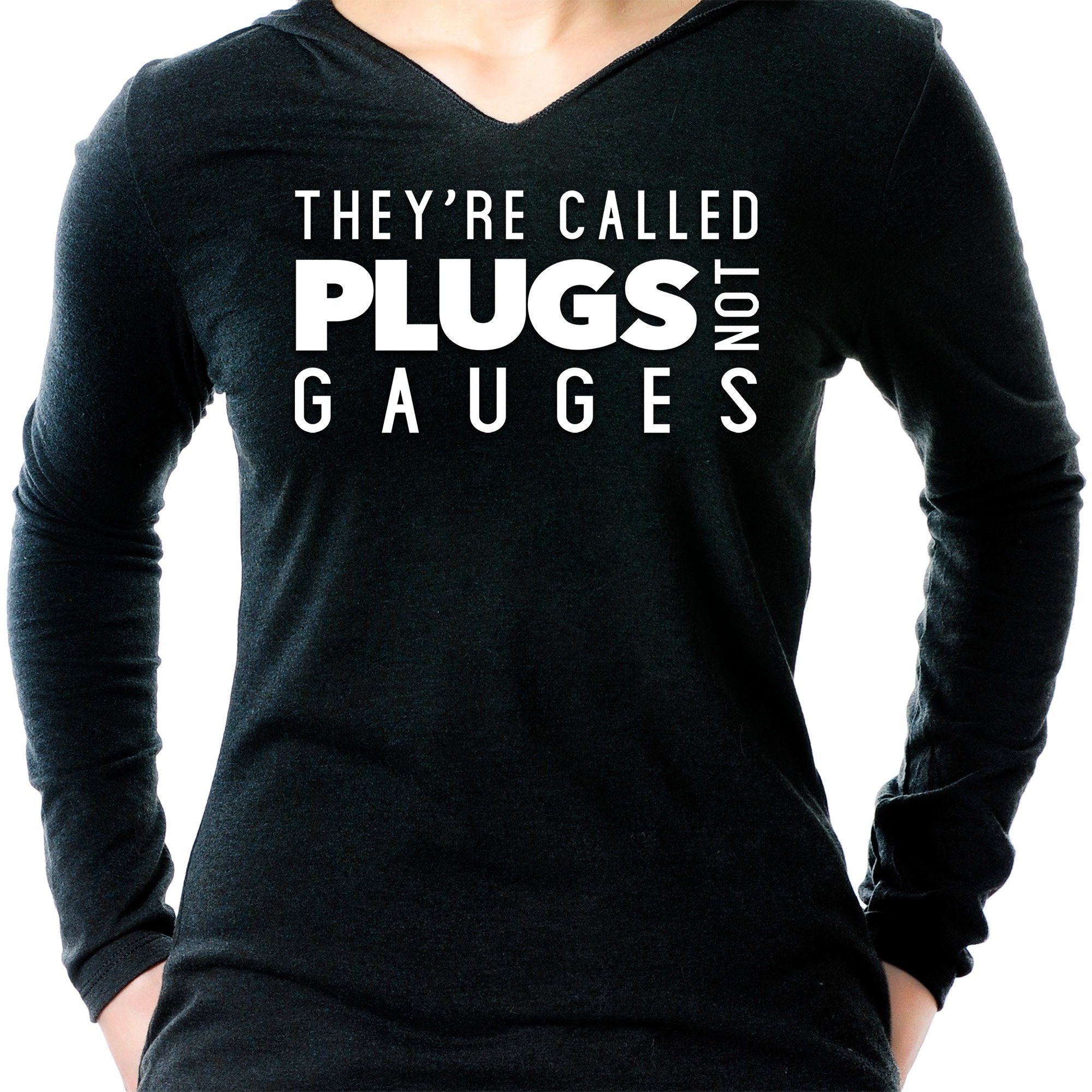 They're Called Plugs NotGs Black Tapered Long Sleeve Hoodie