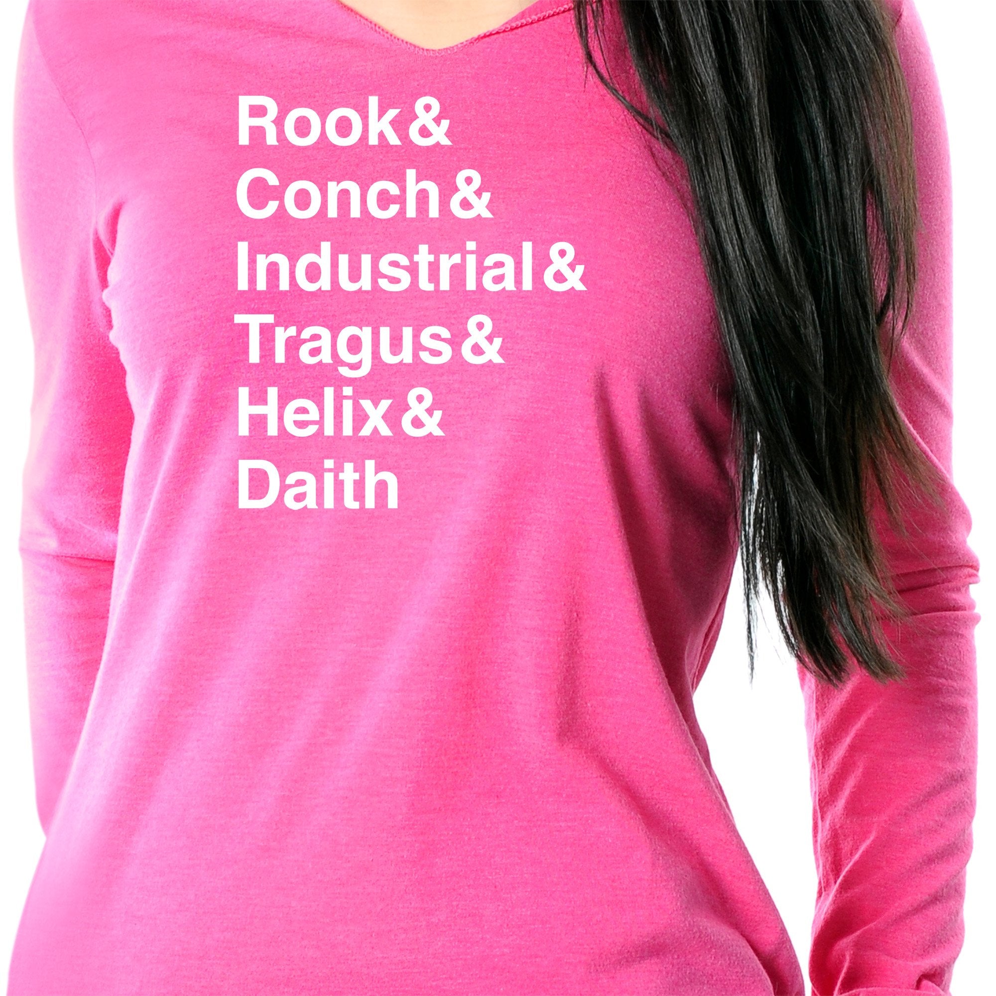 Rook & Conch & Industrial & Tragus & Helix & Daith Tapered Long Sleeve Hoodie