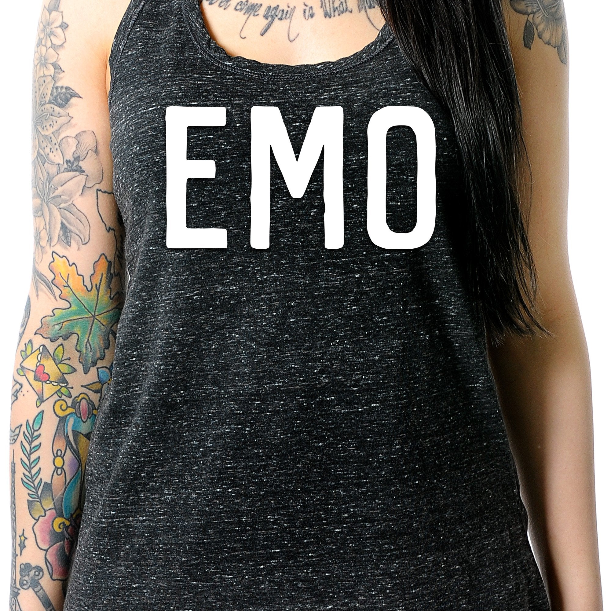 Emo Black Gray Cosmic Twist Back Tank Top