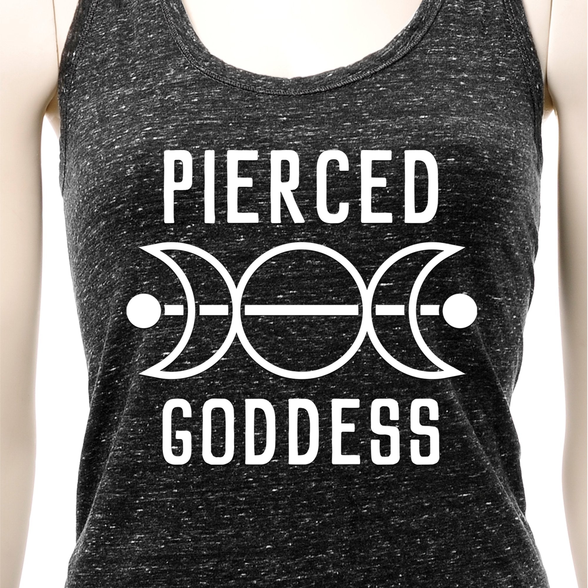 Pierced Goddess Black Gray Cosmic Twist Back Tank Top