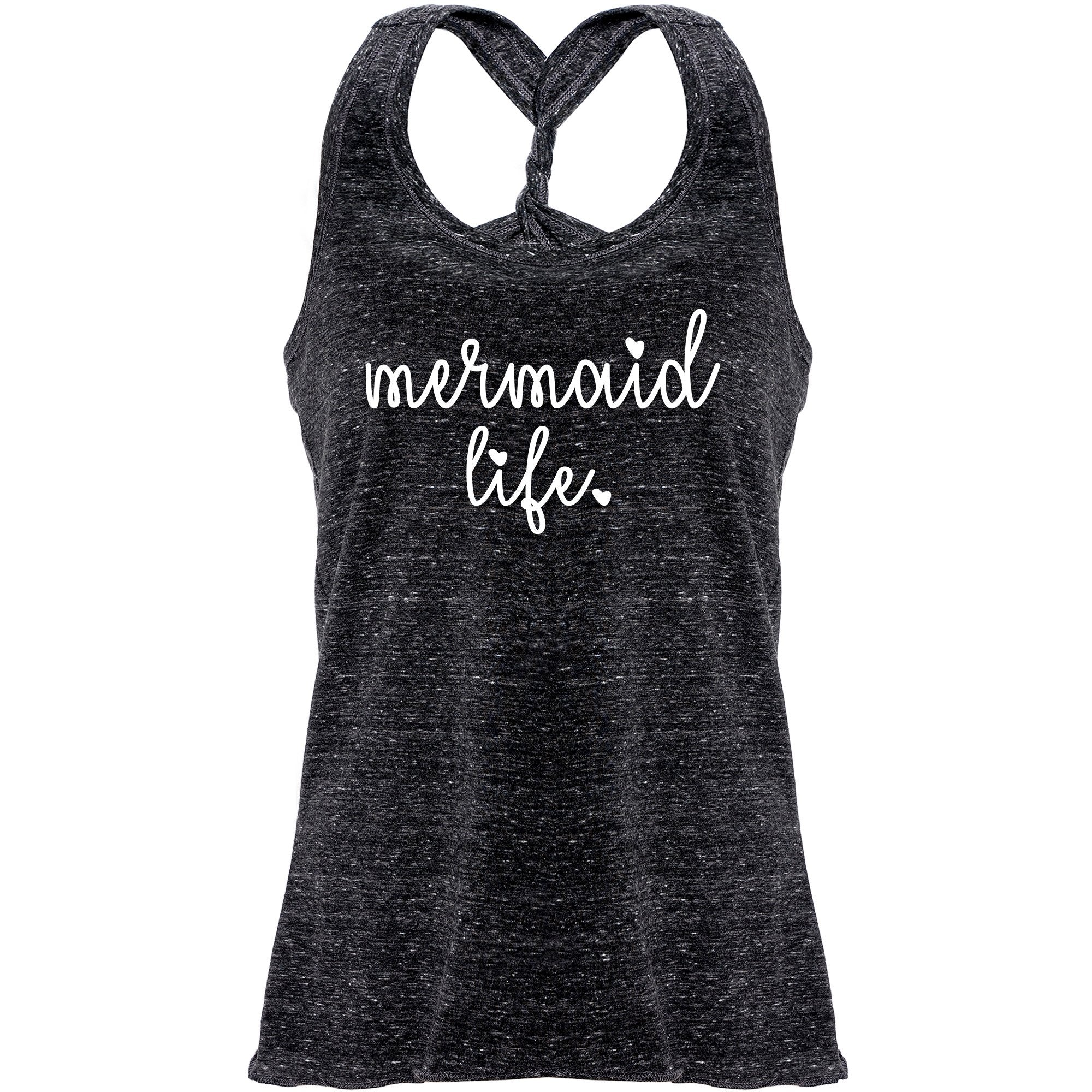 Mermaid Life Black Gray Cosmic Twist Back Tank Top