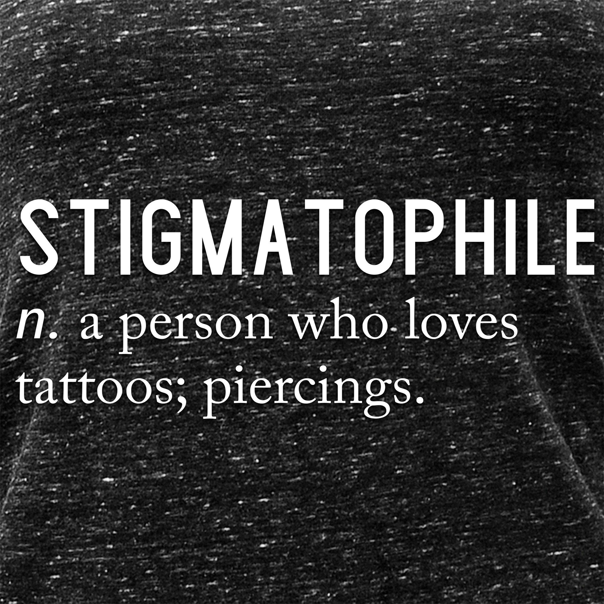 Stigmatophile n. a person who loves tattoos; piercings. Black Gray Cosmic Twist Back Tank Top