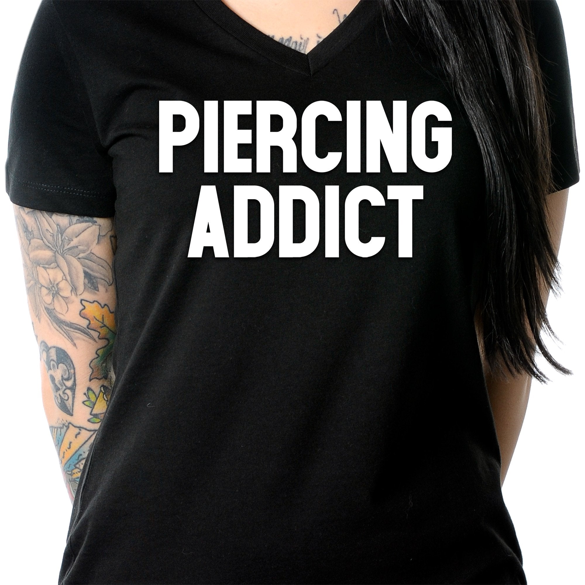 Piercing Addict Tapered V-Neck Tee Shirt