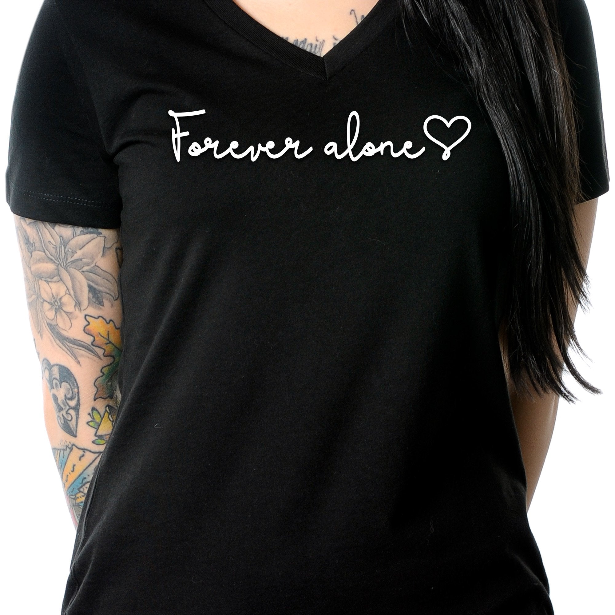 Forever Alone Tapered V-Neck Tee Shirt