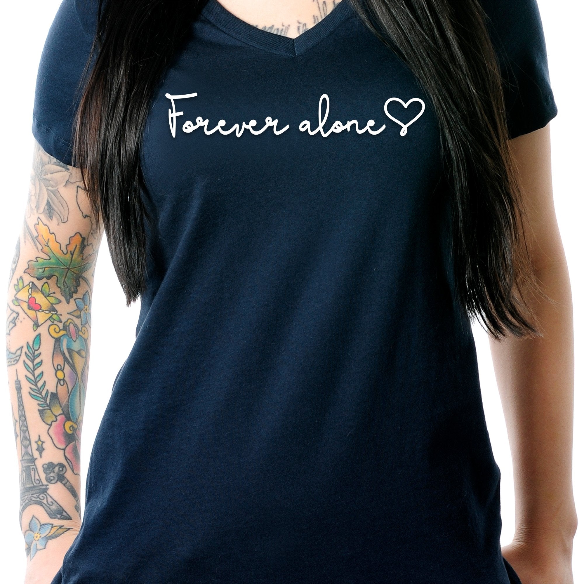 Forever Alone Tapered V-Neck Tee Shirt