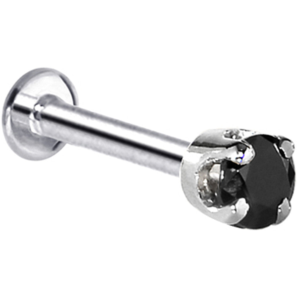 16G Solid 14K White Gold 3mm Black Cubic Zirconia Tragus Earring Stud