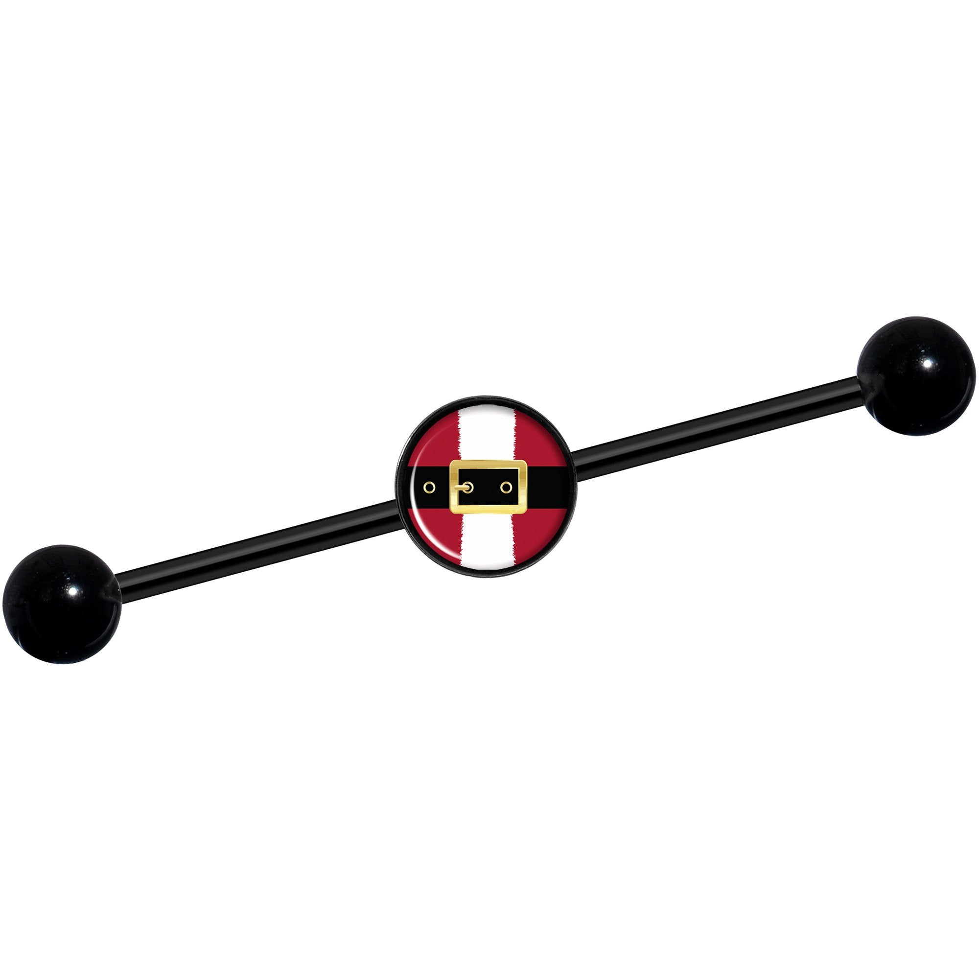14G Christmas Santa Suit Black Industrial Barbell 37mm