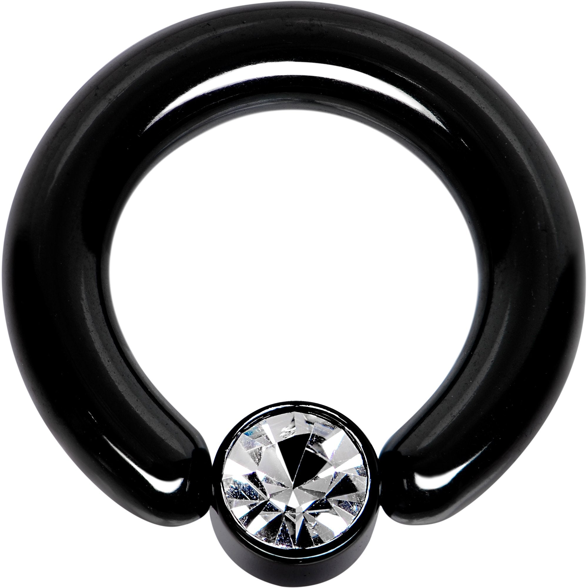 6G 1/2 Clear Gem 6mm Disc Black BCR Captive Ring