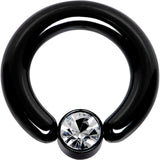 6 Gauge 1/2 Clear Gem 6mm Disc Black BCR Captive Ring