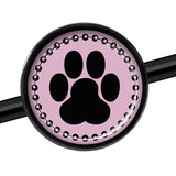 14 Gauge Black on Pink Paw Print Black Industrial Barbell 37mm
