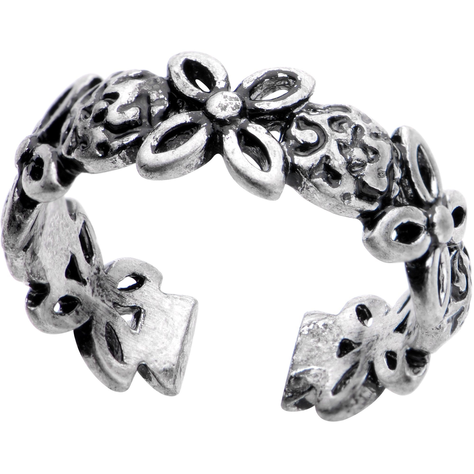 Silver Plated Floral Wreath Toe Ring
