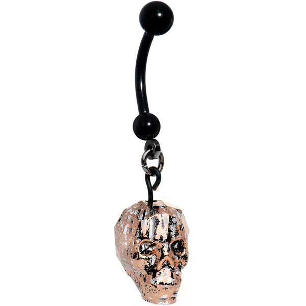 Glam Skull Halloween Dangle Belly Ring Created with Crystals