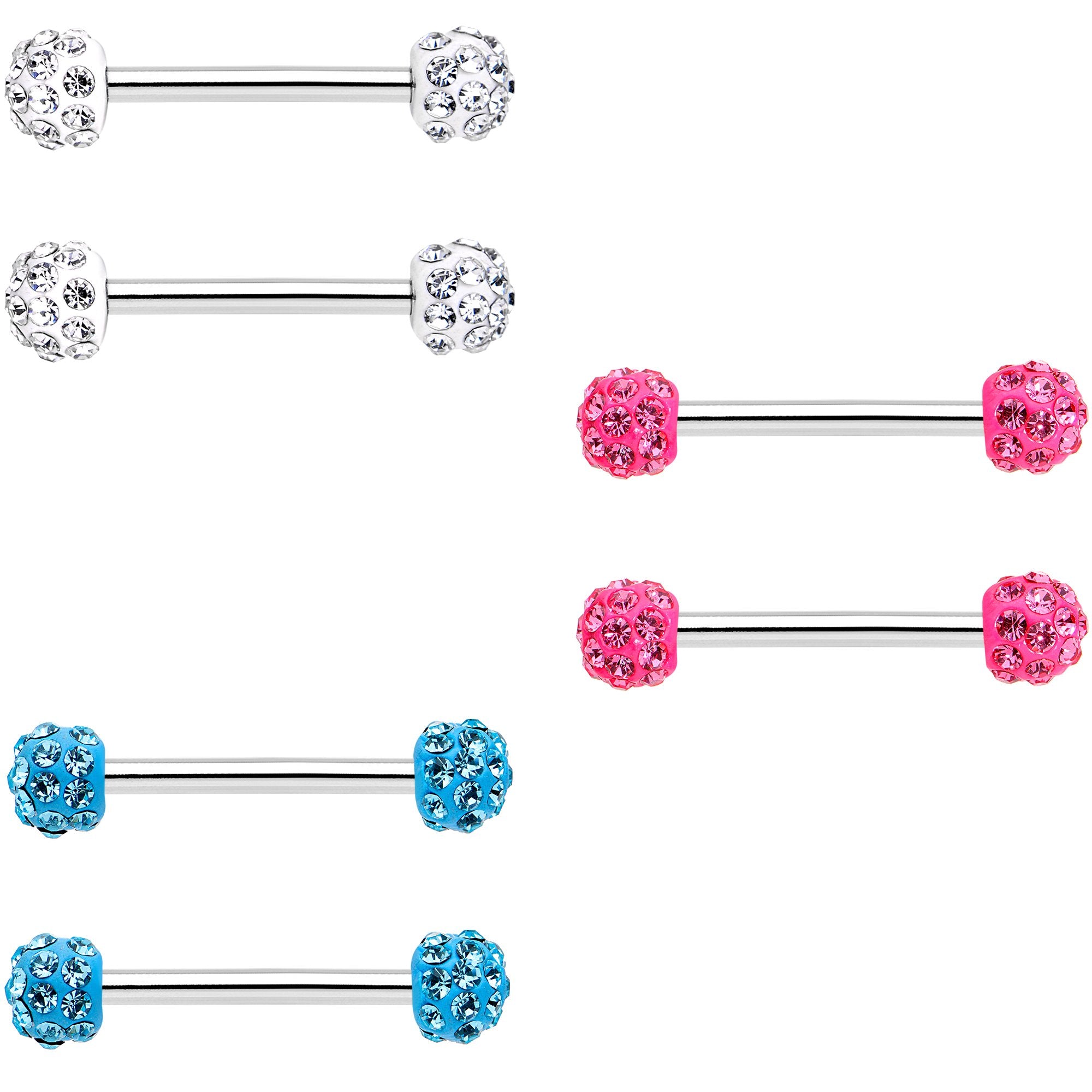 14 Gauge 9/16 All About Fun Barbell Nipple Ring Pack Set of 6