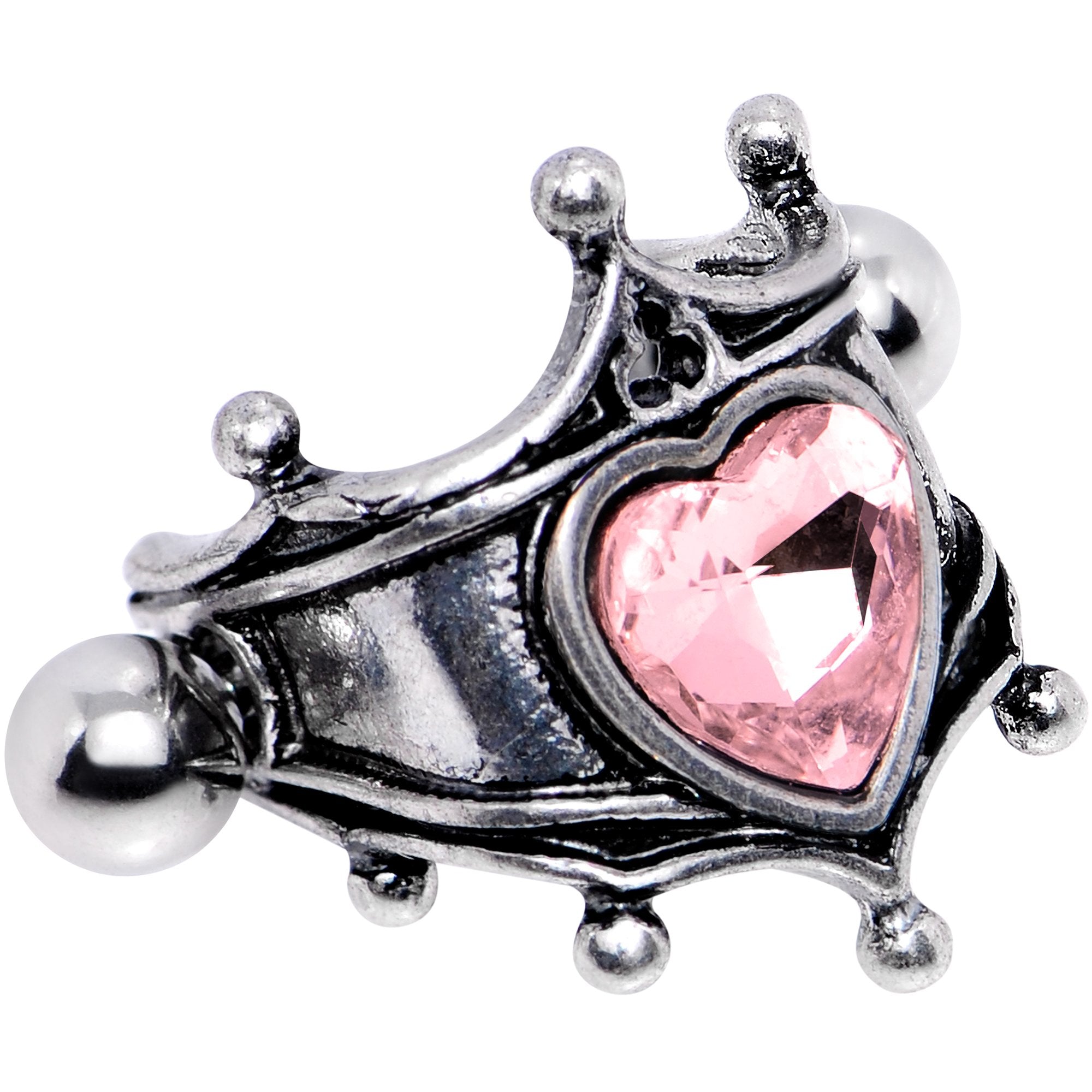 16G 1/2 Pink Gem Queen of Hearts Cuff Cartilage Earring