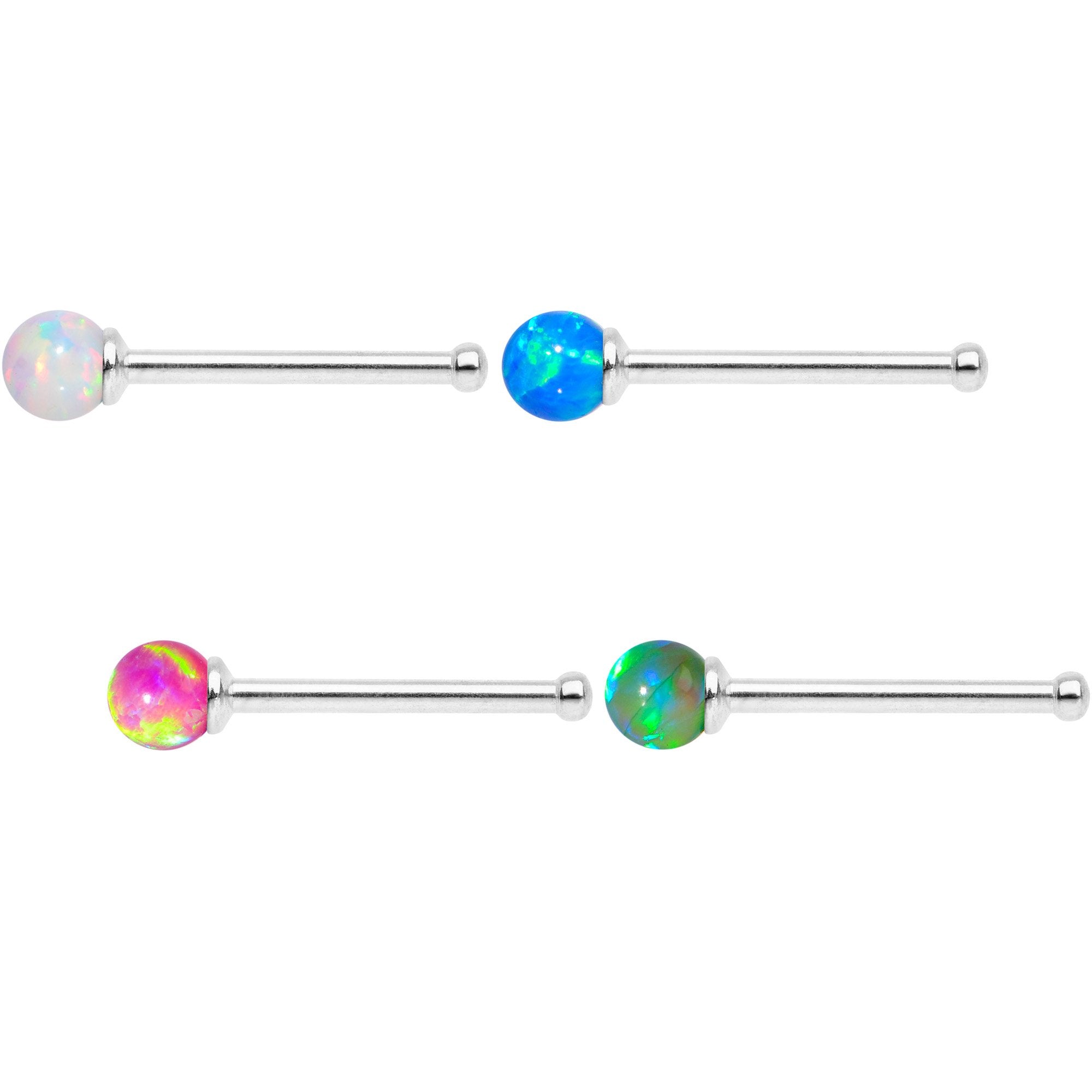 Multi Color 2.5mm Synthetic Opal Ball Nose Bone 4 Pack Set