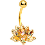 Gold Tone Anodized Iridescent Lotus Flower Belly Ring