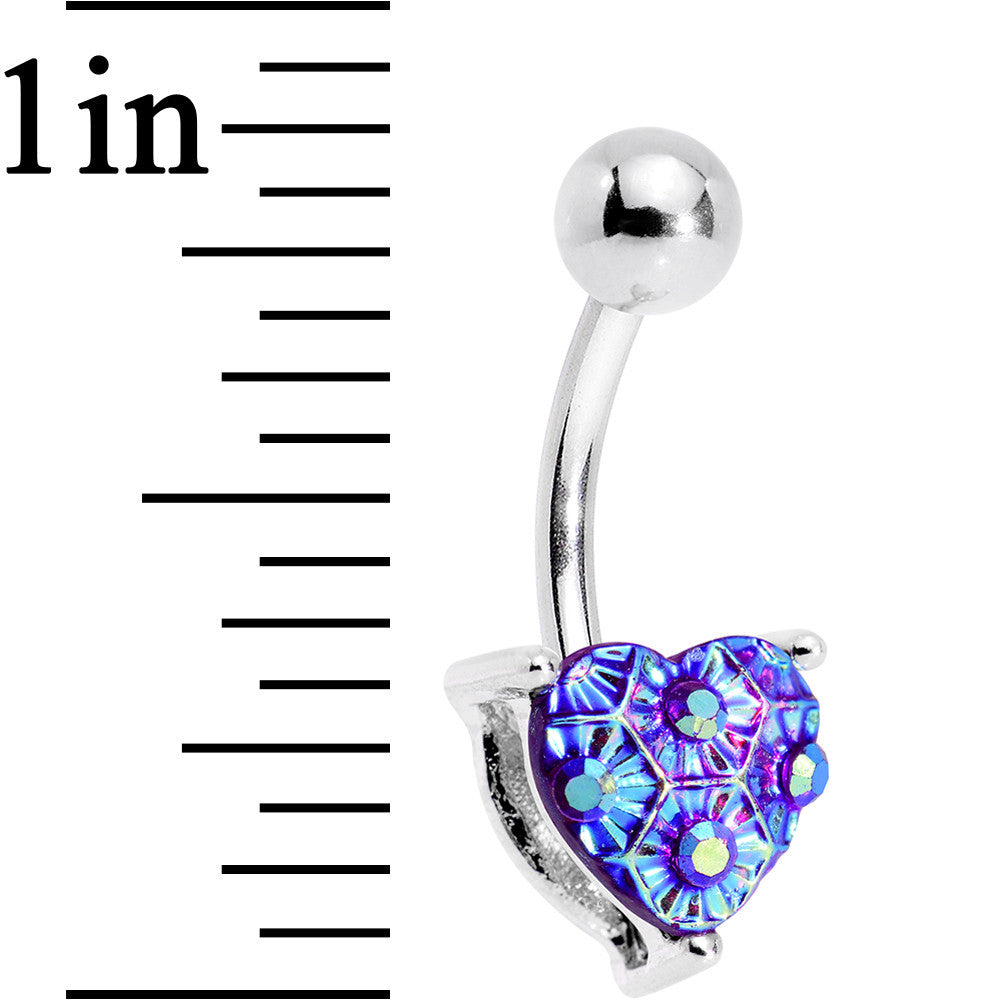 Pink Pastels and Purple Heart Orb Belly Ring Set of 5