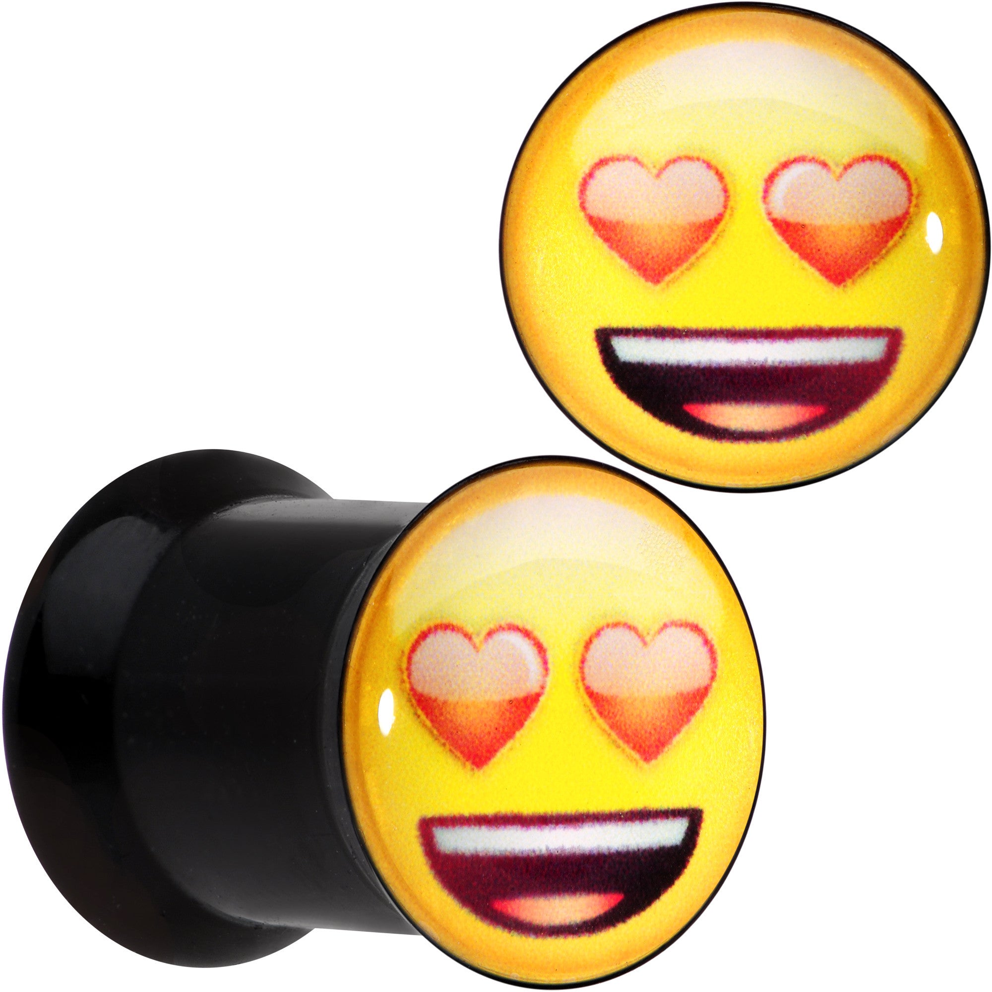 0 Gauge Licensed Heart Eyes emoji Acrylic Double Flare Plug Set